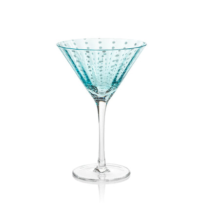 Portofino White Dot Glassware - Aqua Blue - Drinkware by Carlyle Avenue