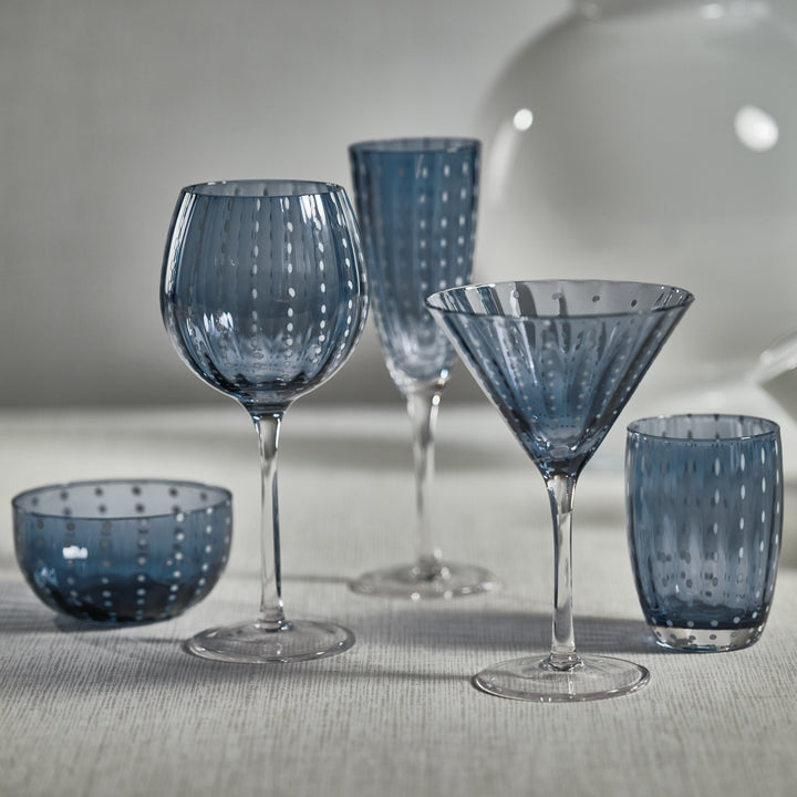Portofino White Dot Glassware - Navy Blue - Drinkware by Carlyle Avenue