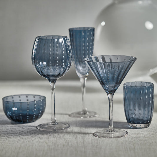 Portofino White Dot Glassware - Navy Blue - Drinkware by Carlyle Avenue
