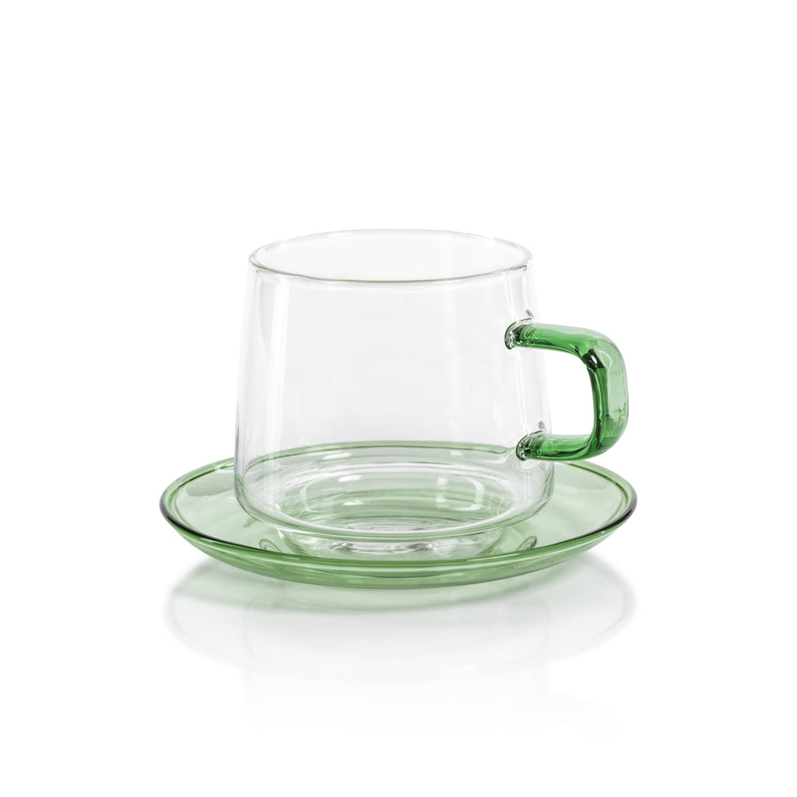Baglioni Glass Tea and Coffee Cup w/Saucer Set - Drinkware by Carlyle Avenue