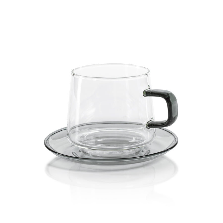 Baglioni Glass Tea and Coffee Cup w/Saucer (Set of 4) - Drinkware by Carlyle Avenue