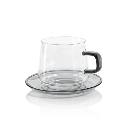 Baglioni Glass Tea and Coffee Cup w/Saucer Set - Drinkware by Carlyle Avenue