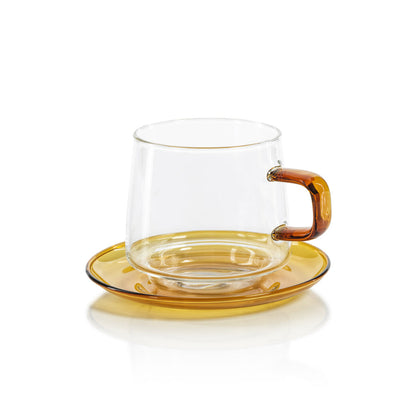 Baglioni Glass Tea and Coffee Cup w/Saucer Set - Drinkware by Carlyle Avenue