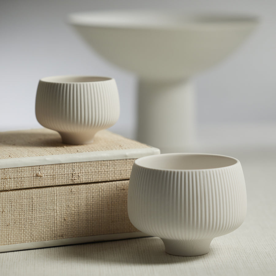 Ridged Condiment Bowl - Matte White - Bowls by Carlyle Avenue