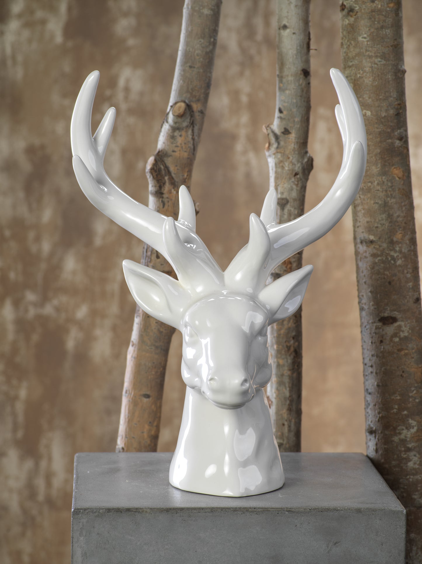 Ceramic Stagg Head - White - CARLYLE AVENUE