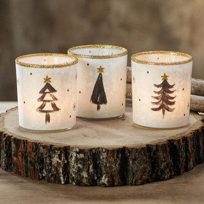 Tree Glass Tealight Holder - Set of 3 - Candle Holders by Carlyle Avenue