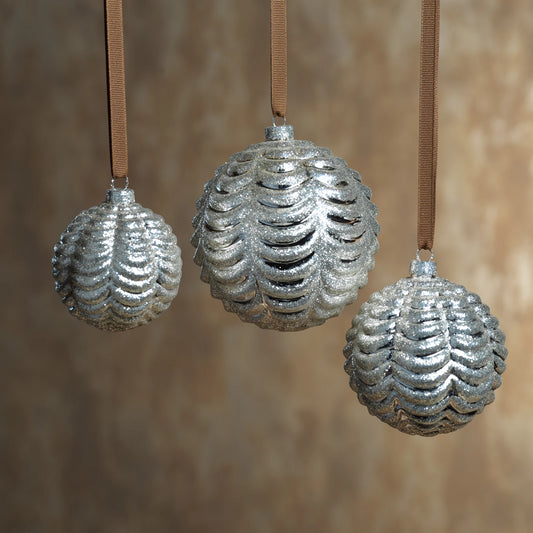 Silver Ripple Ball Ornament - CARLYLE AVENUE