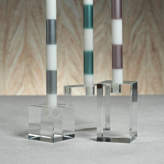Square Crystal Glass Taper Holder - Taper Holder by Carlyle Avenue