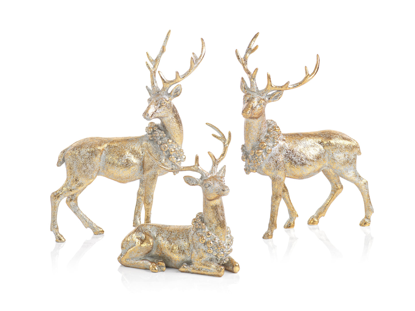 Assorted Deer w/ Ornamental Wreath - s/3 - Christmas Decor by Carlyle Avenue