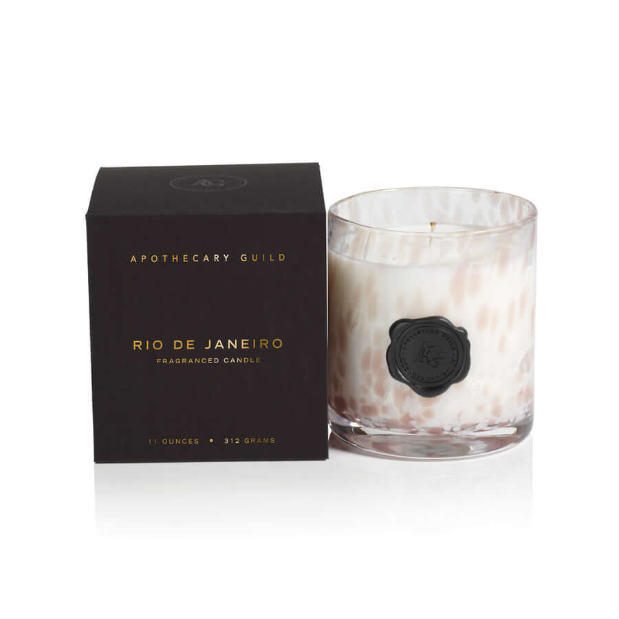 AG Opal Glass Candle - White & Taupe - Rio de Janeiro - Candles by Carlyle Avenue