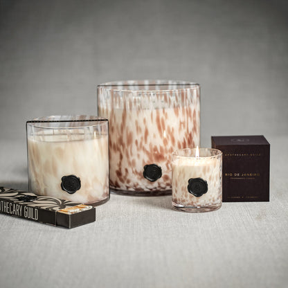 AG Opal Glass Candle - White & Taupe - Rio de Janeiro - Candles by Carlyle Avenue