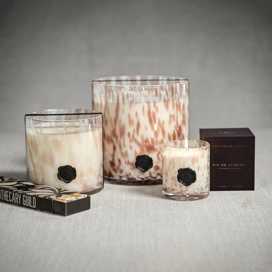 AG Opal Glass Candle - White & Taupe - Rio de Janeiro - Candles by Carlyle Avenue