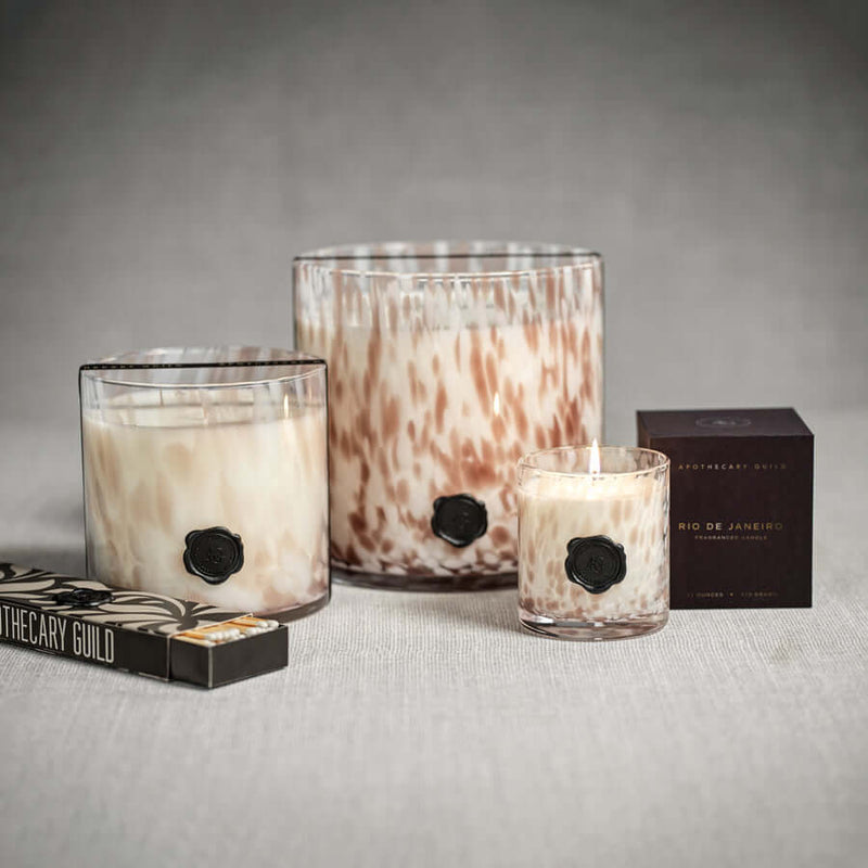 AG Opal Glass Candle - White & Taupe - Rio de Janeiro - Candles by Carlyle Avenue