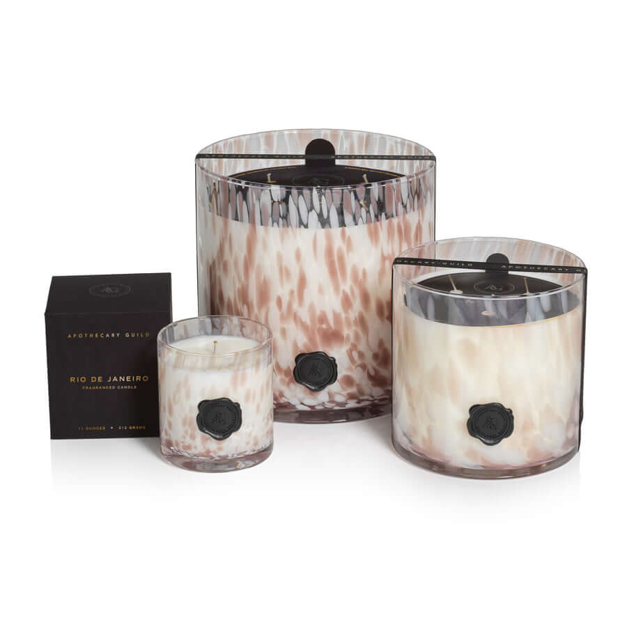 AG Opal Glass Candle - White & Taupe - Rio de Janeiro - Candles by Carlyle Avenue