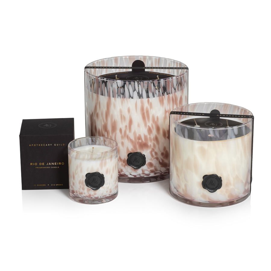 AG Opal Glass Candle - White & Taupe - Rio de Janeiro - Candles by Carlyle Avenue