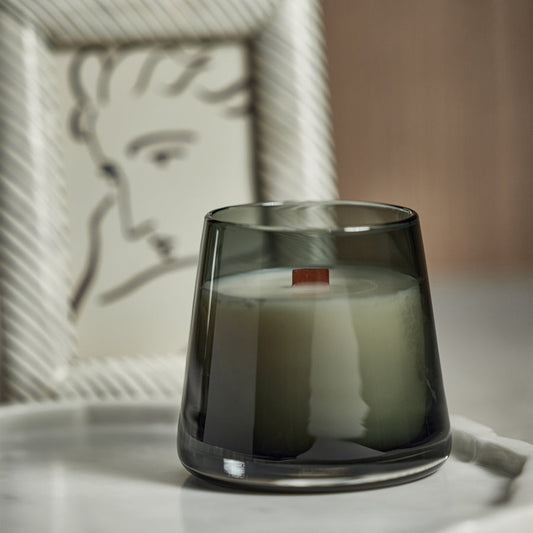 Smoke Glass Candle Jar w/Wood Wick - Candles by Carlyle Avenue