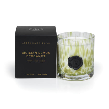 AG Opal Glass Candle - Green - Sicilian Lemon Bergamot - Candles by Carlyle Avenue