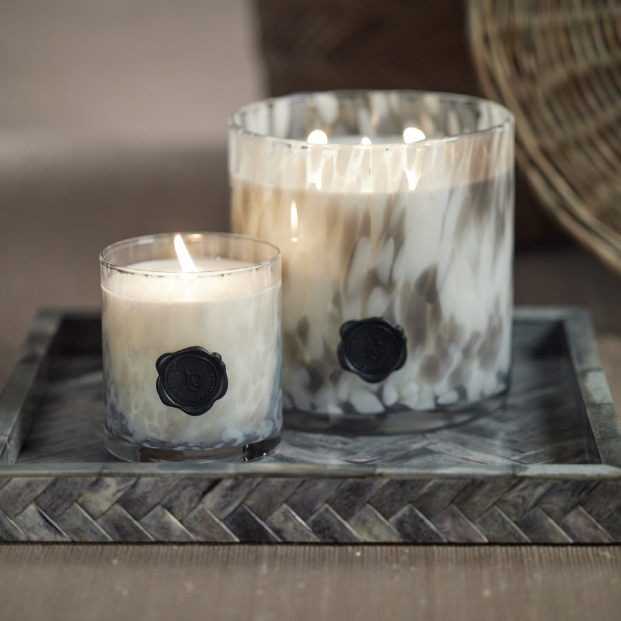 AG Opal Glass Candle - Clear & Gray - Candles by Carlyle Avenue