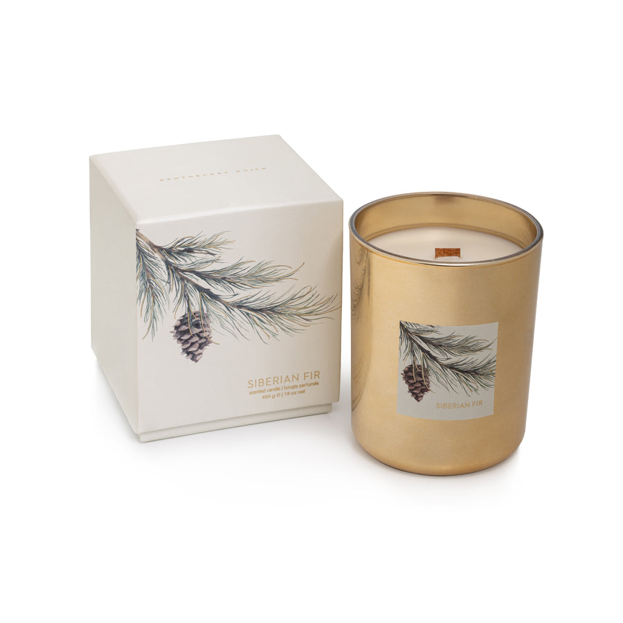Gold Wood Wick Candle in Gift Box - Siberian Fir - Candles by Carlyle Avenue
