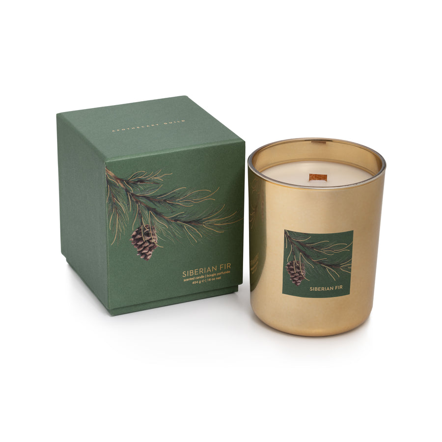 Gold Wood Wick Candle in Gift Box - Siberian Fir