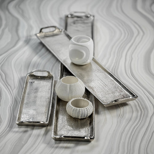 Rectangular Aluminum Tray - Silver Nickel - Trays by Carlyle Avenue