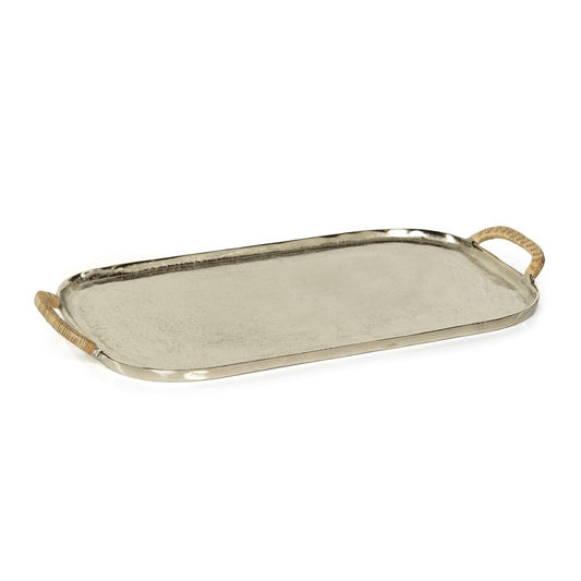 Mendocino Aluminum Tray with Rattan Wrapped Handles - Tray by Carlyle Avenue
