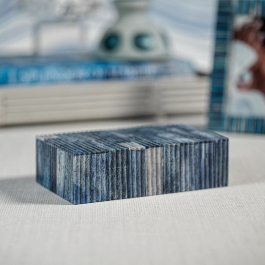 Biarritz Ribbed Blue Bone Inlaid Box - Decorative Accessories by Carlyle Avenue