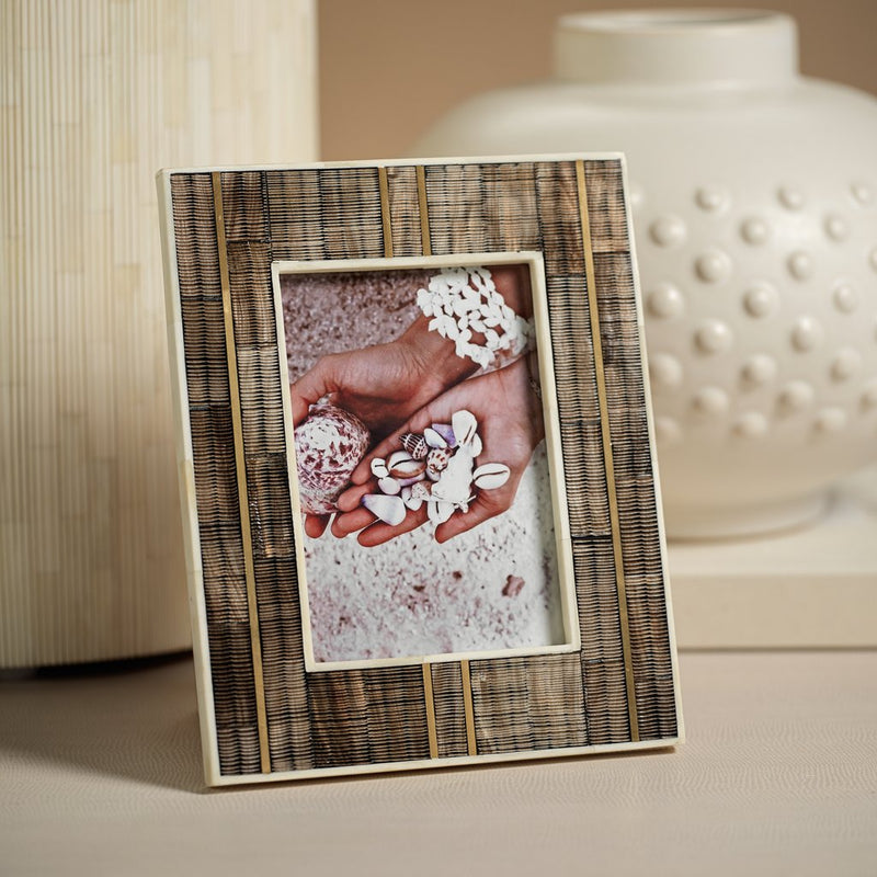 Horn Photo Frame with Bone and Brass Inlay - Picture Frames by Carlyle Avenue