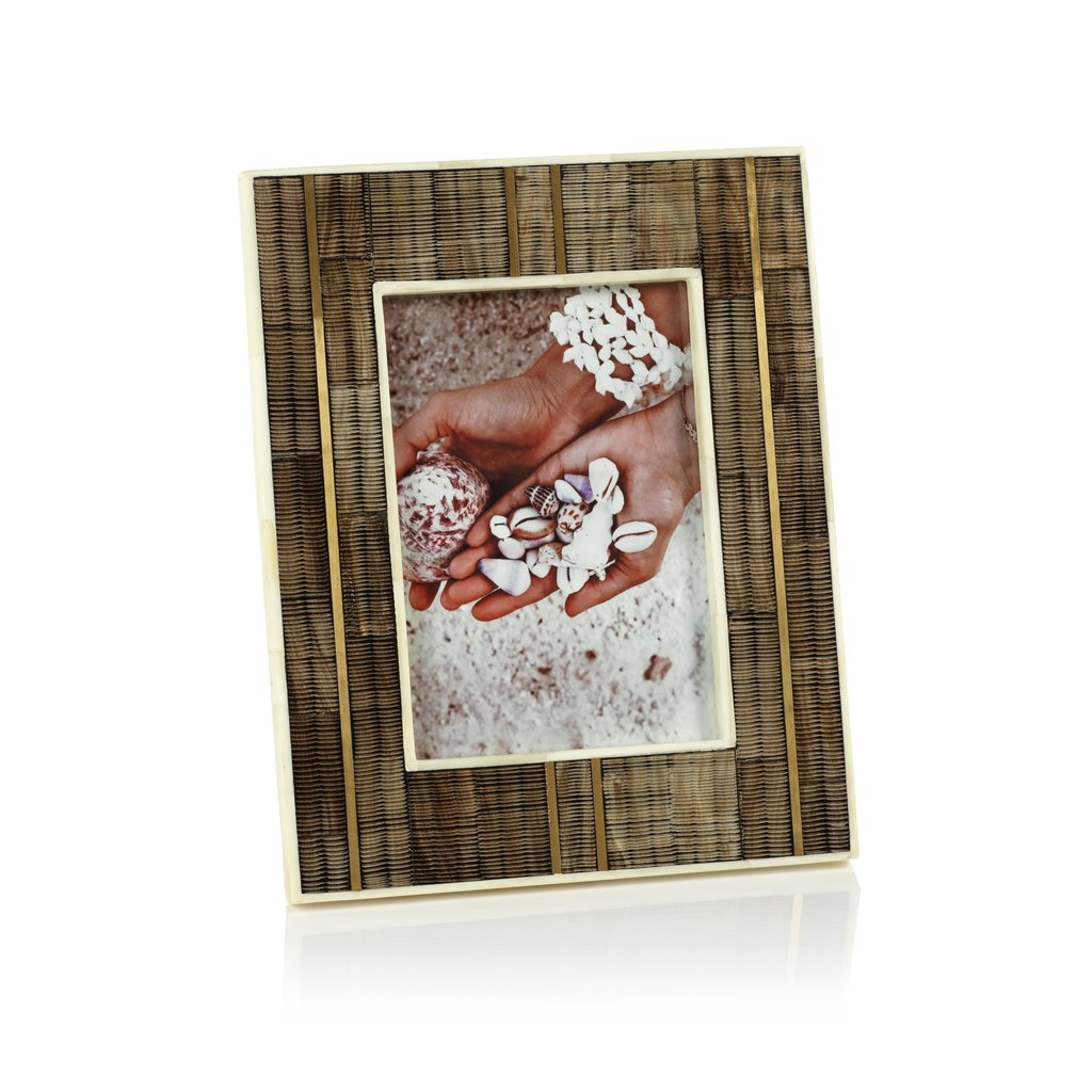 Horn Photo Frame with Bone and Brass Inlay - Picture Frames by Carlyle Avenue