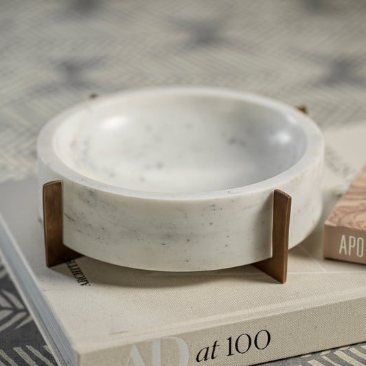 White Marble Bowl w/Base - Bowls by Carlyle Avenue