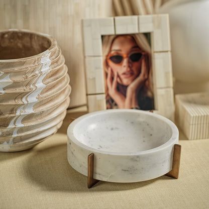 White Marble Bowl w/Base - Bowls by Carlyle Avenue