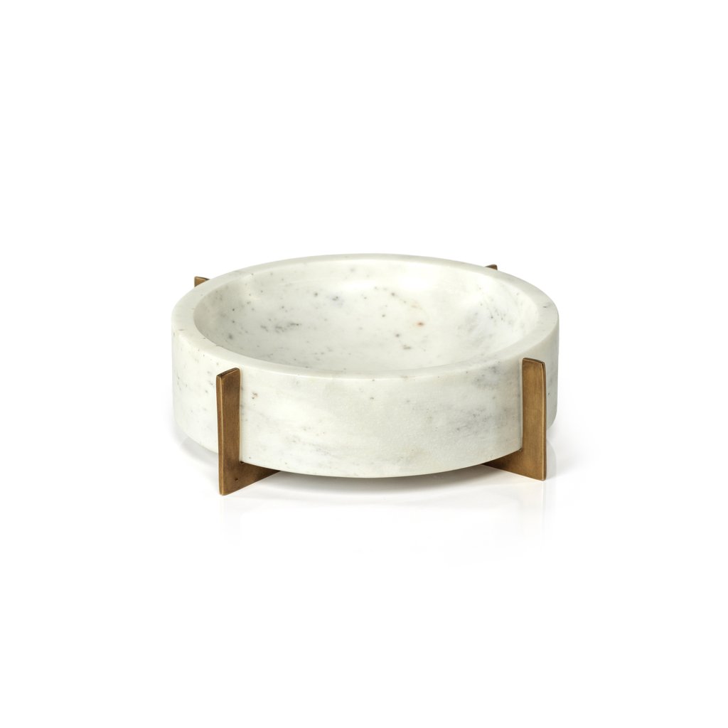 White Marble Bowl w/Base - Bowls by Carlyle Avenue