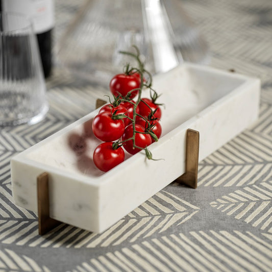 White Marble Tray w/Base - Bowls by Carlyle Avenue