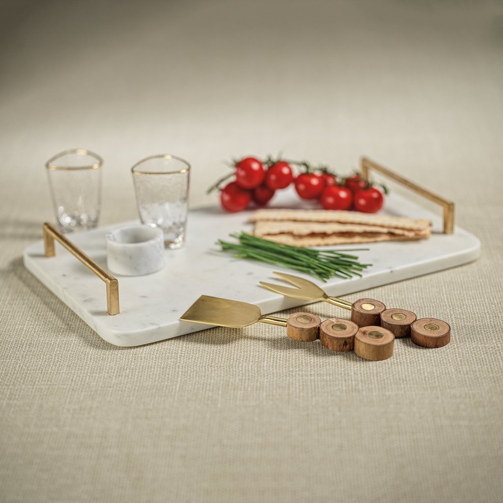 Andria Marble Tray with Gold Metal Handles - Tray by Carlyle Avenue