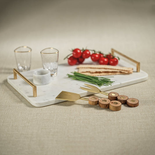 Andria Marble Tray with Gold Metal Handles - Tray by Carlyle Avenue