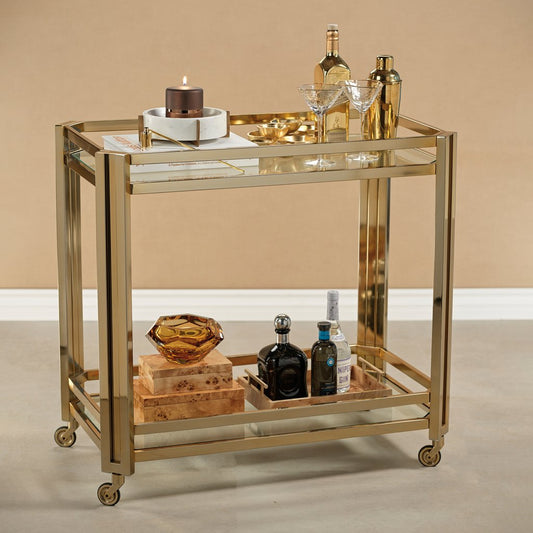 Mayfair High Gloss Gold Bar Cart - Furniture by Carlyle Avenue