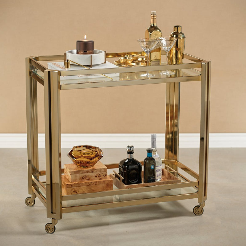 Mayfair High Gloss Gold Bar Cart - Furniture by Carlyle Avenue