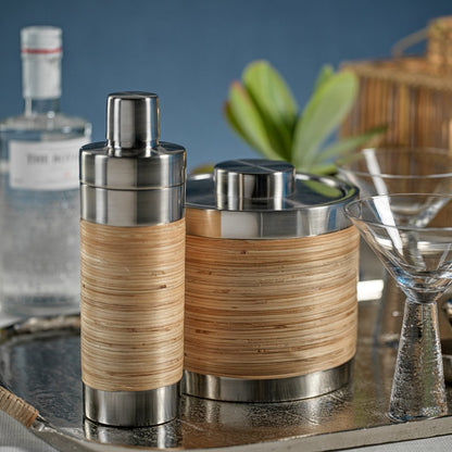 Rattan and Steel Cocktail Shaker - Barware by Carlyle Avenue