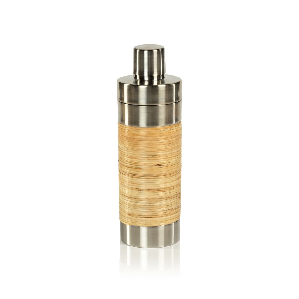 Rattan and Steel Cocktail Shaker - Barware by Carlyle Avenue