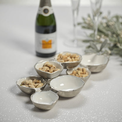 Small Cluster of Eight Serving Bowls - Nickel and White - Serveware by Carlyle Avenue