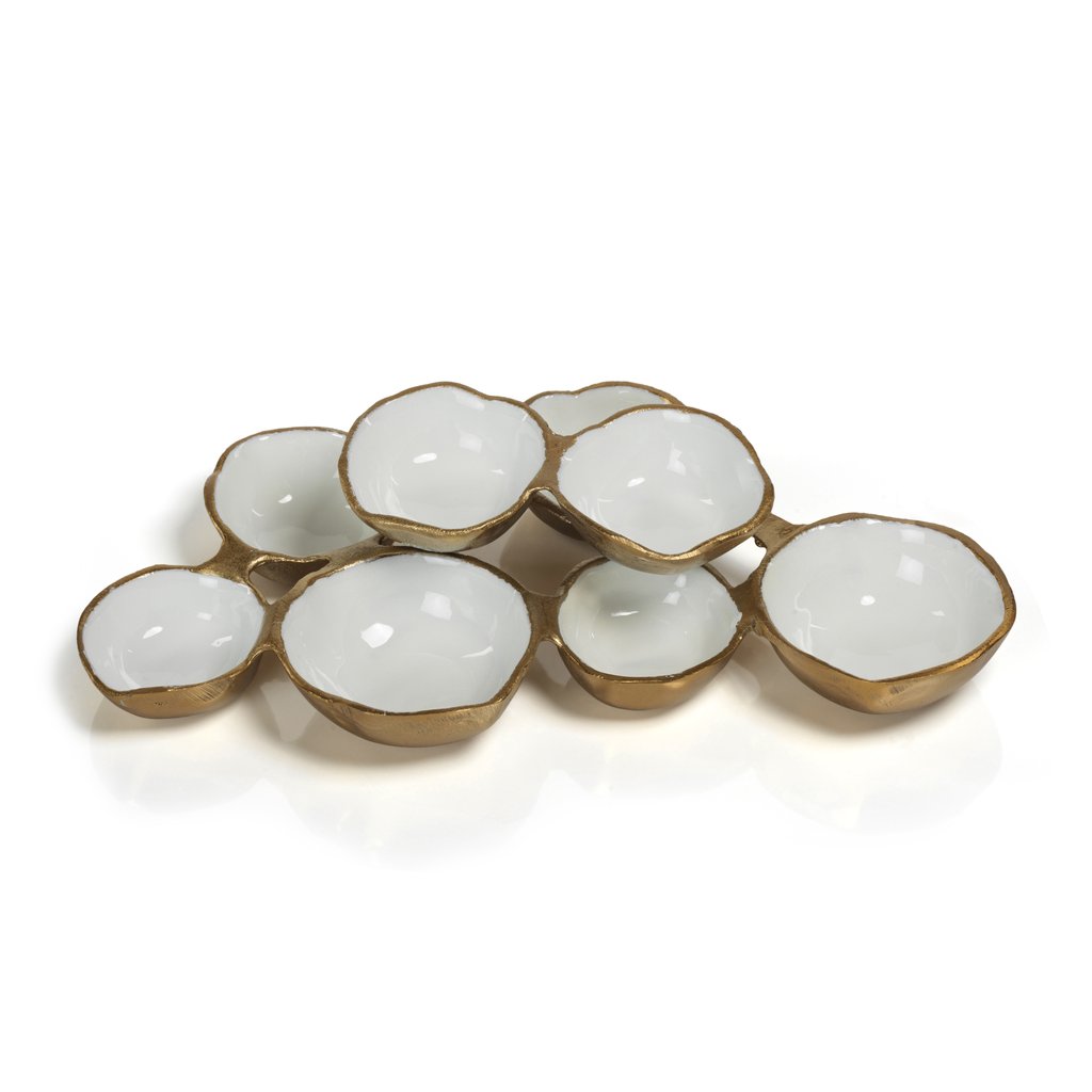 Small Cluster of Eight Serving Bowls - Gold & White - Serveware by Carlyle Avenue