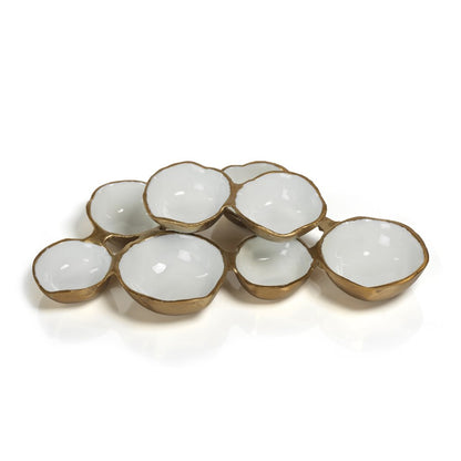 Small Cluster of Eight Serving Bowls - Gold and White - Serveware by Carlyle Avenue