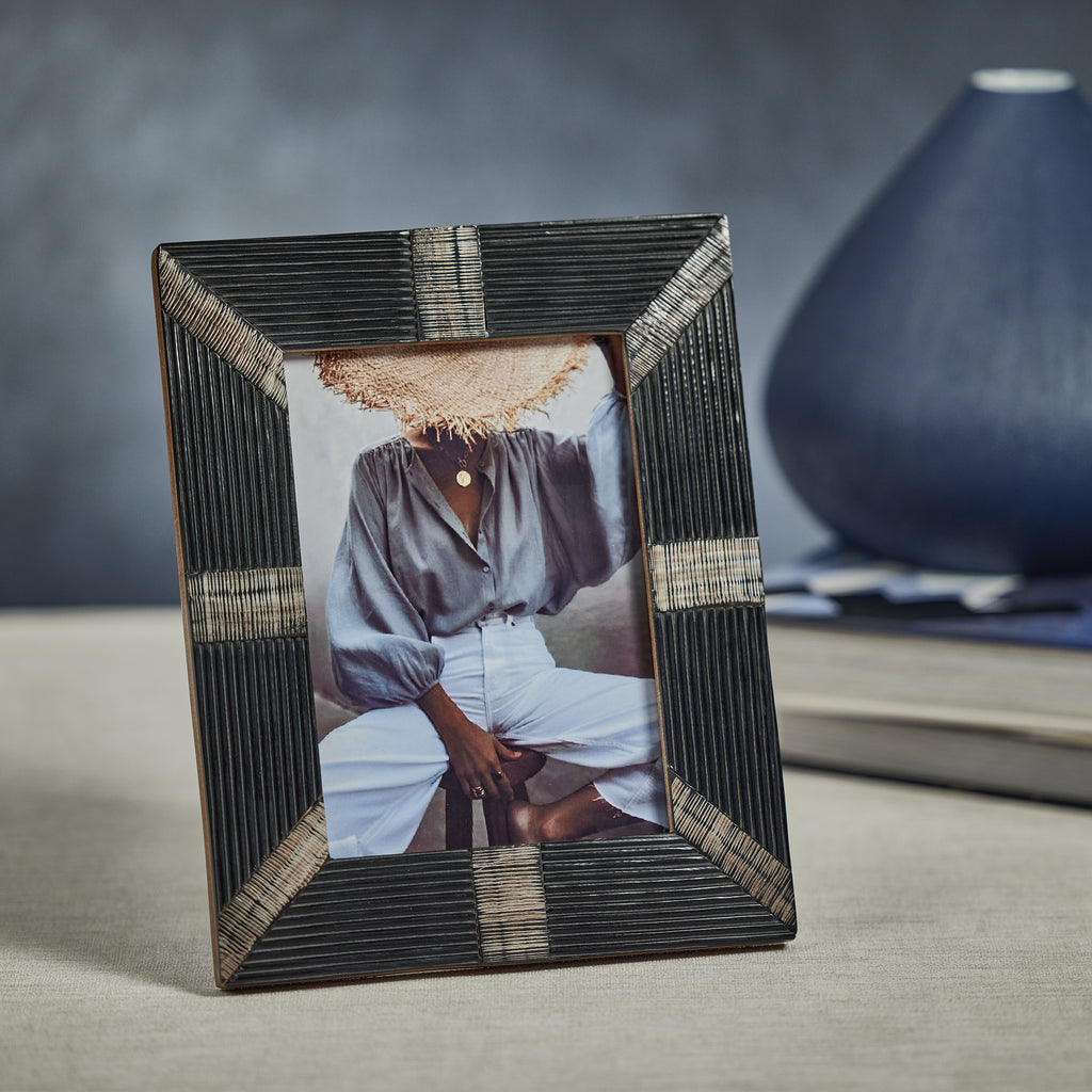 Black Ribbed Horn & Shagrin Photo Frame - Picture Frames by Carlyle Avenue