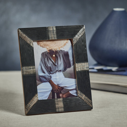 Black Ribbed Horn & Shagrin Photo Frame - Picture Frames by Carlyle Avenue
