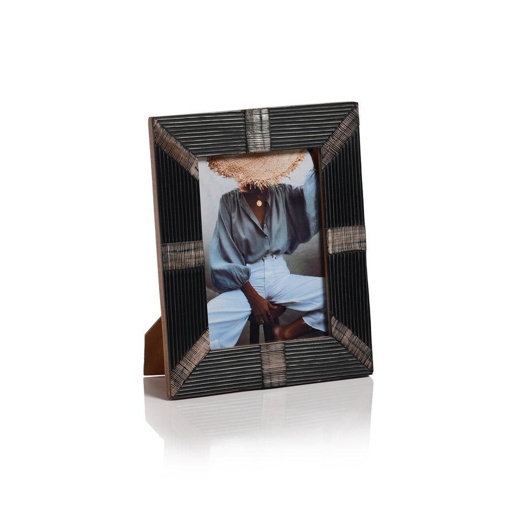 Black Ribbed Horn & Shagrin Photo Frame - Picture Frames by Carlyle Avenue