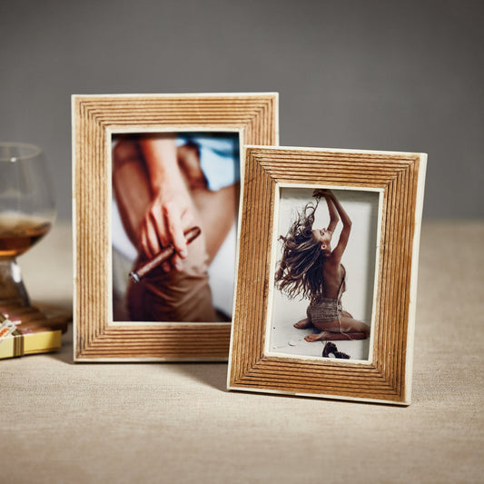 Ribbed Mango Wood Frame w/White Border - Picture Frames by Carlyle Avenue