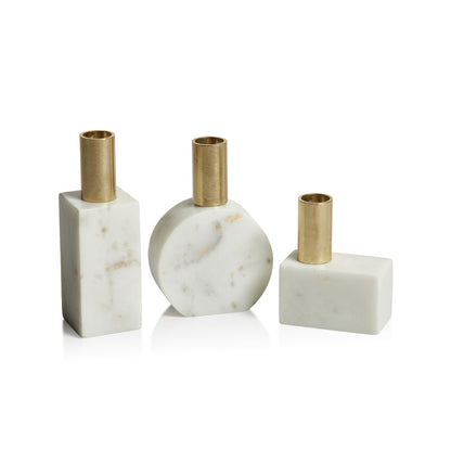 Marikina Marble Candle Holder - White - Candle Holders by Carlyle Avenue