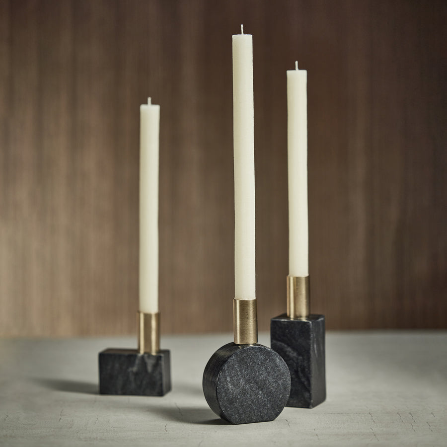 Marikina Marble Candle Holder - Black - Candle Holders by Carlyle Avenue