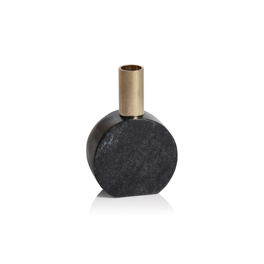 Marikina Marble Candle Holder - Black - Candle Holders by Carlyle Avenue