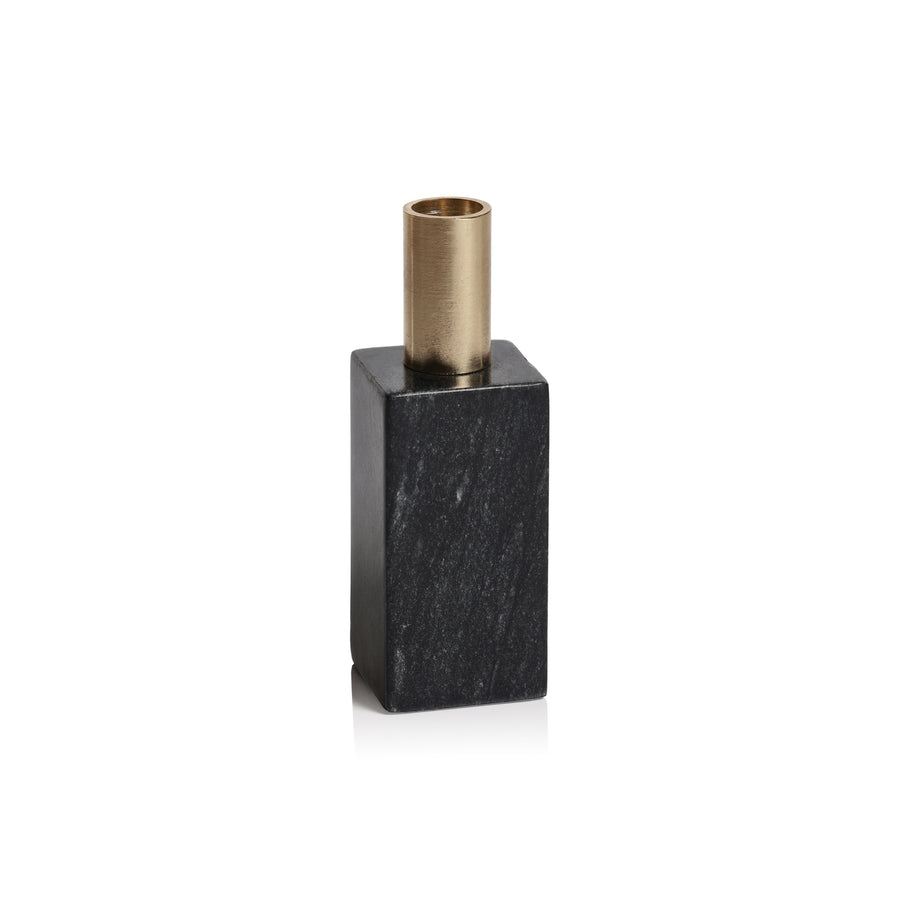 Marikina Marble Candle Holder - Black - Candle Holders by Carlyle Avenue